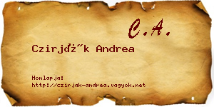 Czirják Andrea névjegykártya